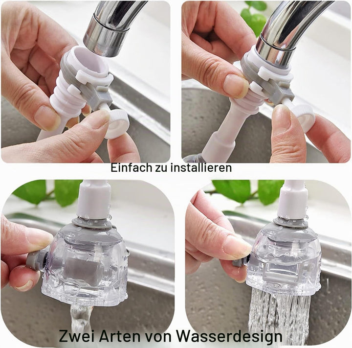 Wasserhahn-Verlängerung, verstellbar, spritzwassergeschützt, drehbar, für die Küche, Wasserspar-Düse