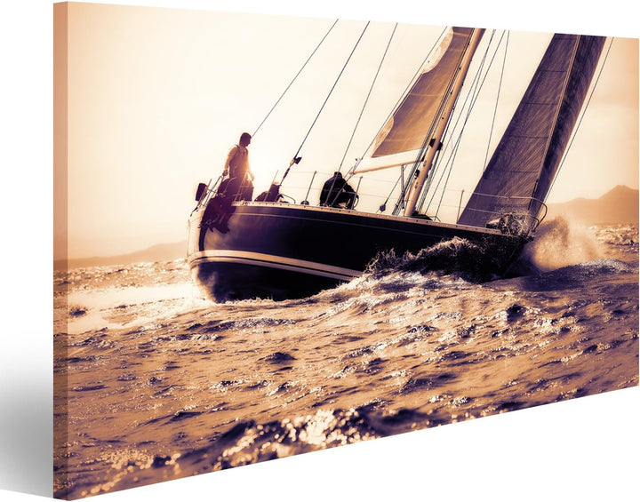 islandburner Bild auf Leinwand Segelboot Segeln Bei Sonnenuntergang Bilder Wandbilder Poster Leinwan