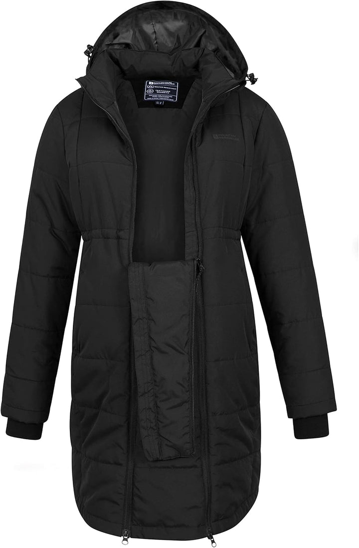 Mountain Warehouse Amethyst Lange Damen Umstands-Steppjacke 40 Schwarz, 40 Schwarz