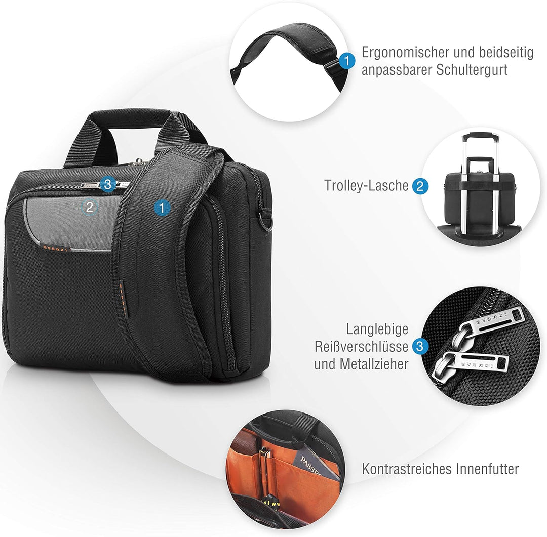 Everki Advance Laptop-Tasche – Schultertasche 46,74 cm (18,4 Zoll) Schwarz, 46,74 cm (18,4 Zoll) Sch