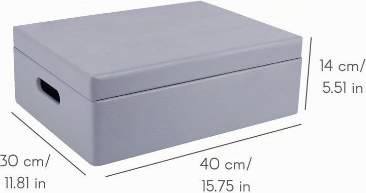 Creative Deco XL Grau Grosse Holzkiste mit Deckel Ostern | 40x30x14 cm (+/-1cm) | Erinnerungsbox Bab
