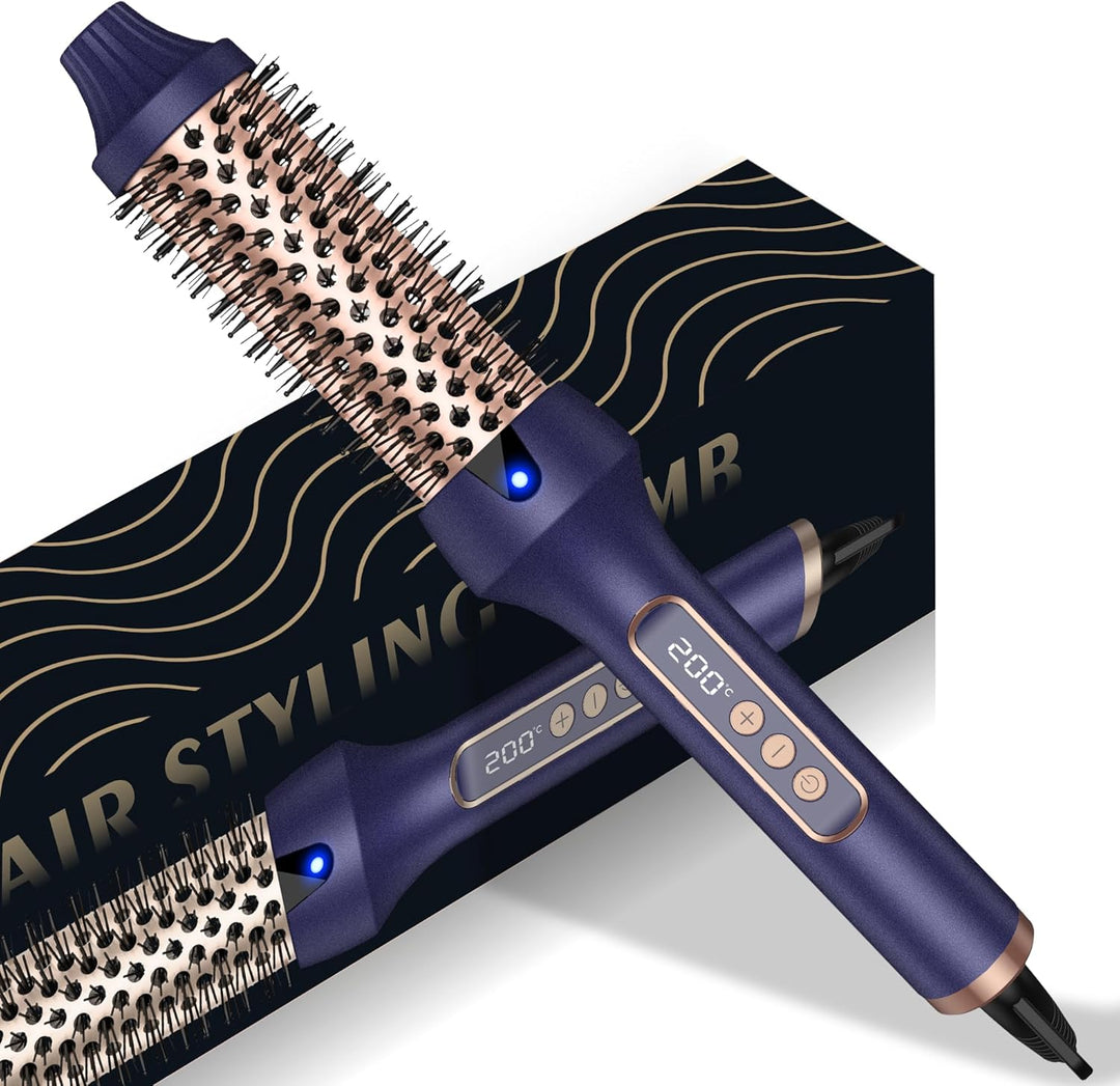 Thermal Brush, 3 en 1 Thermobürste Rundbürste, LED Hot Brush Rundbürste, Locken Bürste mit 120–200 ℃