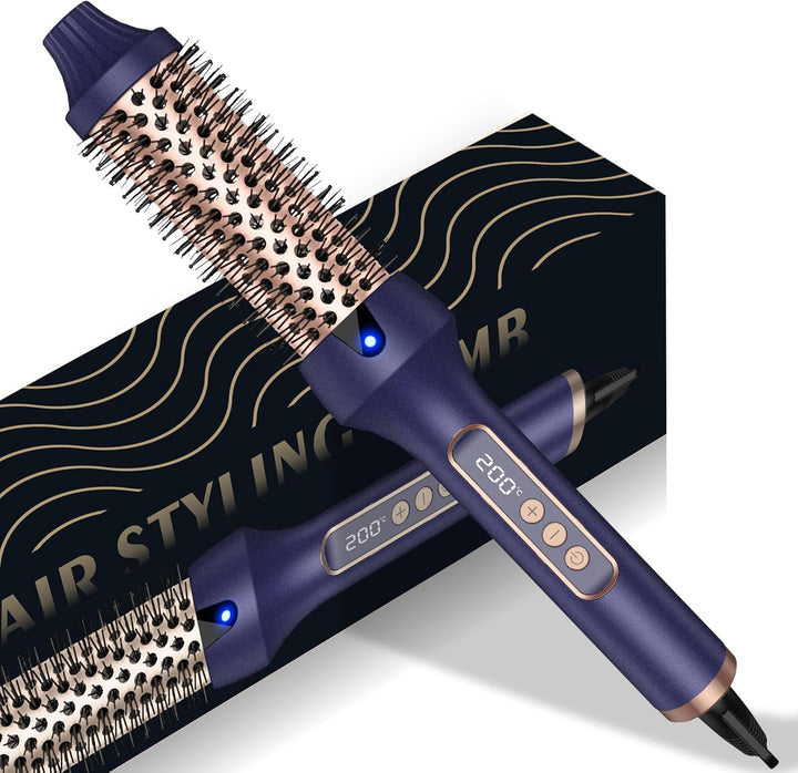 Thermal Brush, 3 en 1 Thermobürste Rundbürste, LED Hot Brush Rundbürste, Locken Bürste mit 120–200 ℃