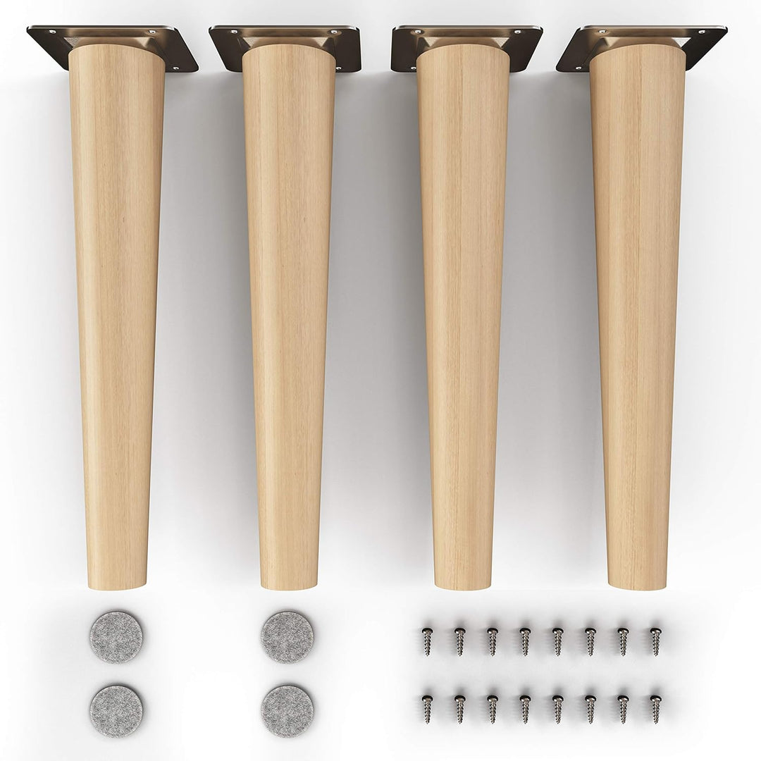 sossai® Holz-Möbelfüsse - Clif Round | Öl-Finish | Höhe: 25 cm | HMF1 | rund, konisch (gerade Ausfüh