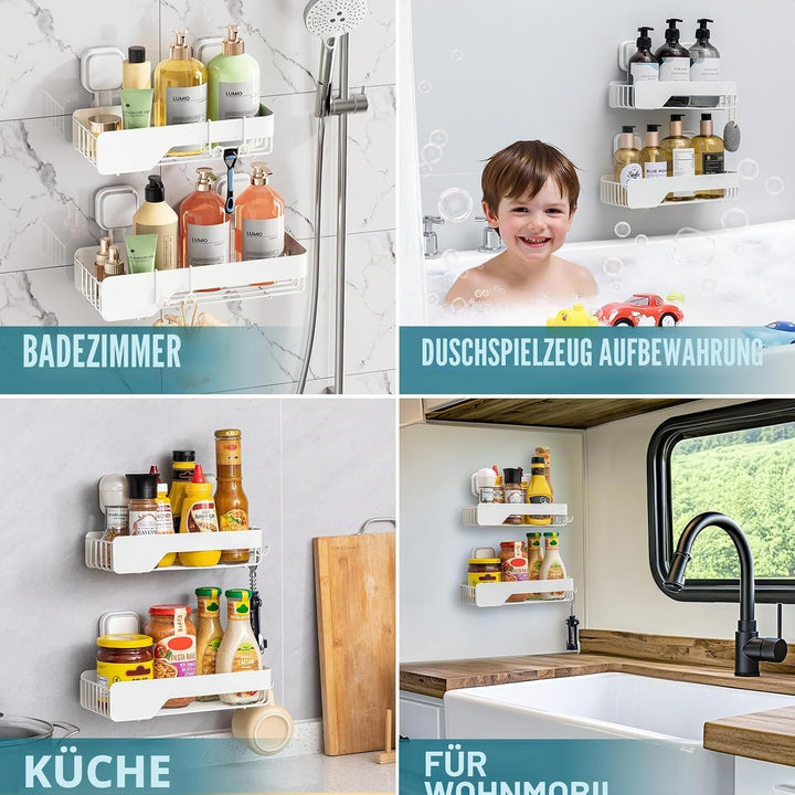 TAILI Dusch-Caddy mit Saugnapf, Edelstahl, Rostfrei, ohne Bohren, Wandkorb, Grosses Fassungsvermögen