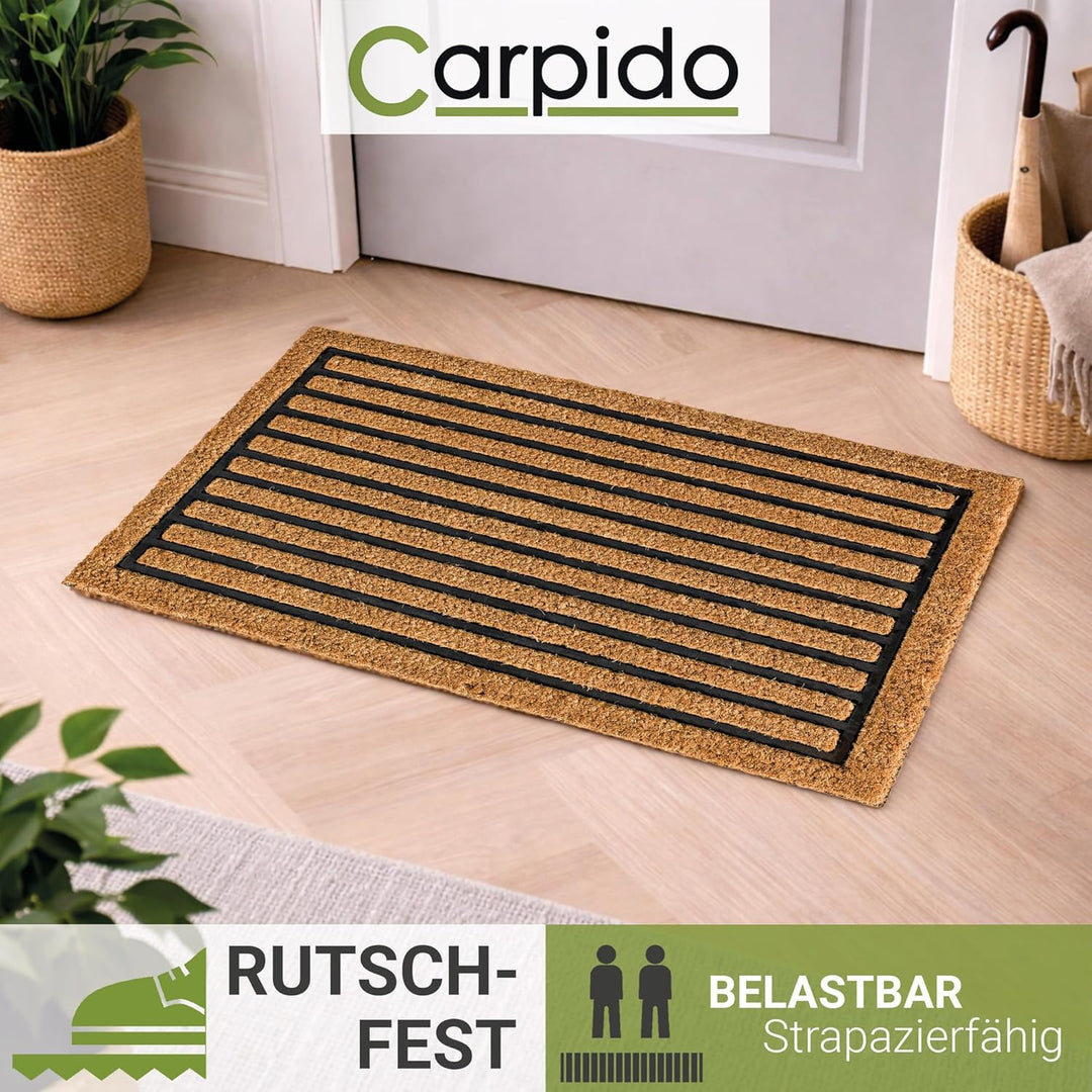 Carpido Fussmatte Kokos Streifenmuster - Türmatte 40 x 60 cm (Rechteckig) - antibakterielle Eingangs