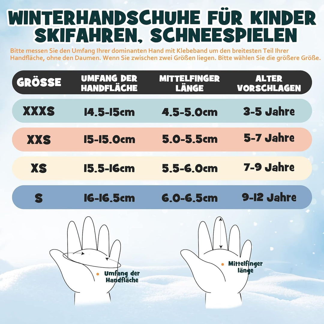 MCTi Kinder Skihandschuhe Wasserdicht Warm Schnee Winter Handschuhe Lange Stulpe Fleece gefüttert mi