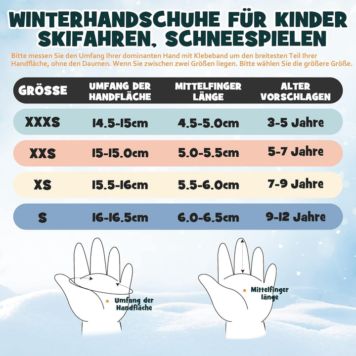 MCTi Kinder Skihandschuhe Wasserdicht Warm Schnee Winter Handschuhe Lange Stulpe Fleece gefüttert mi