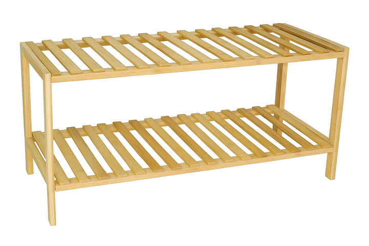 hausleben Bambus Schuhregal, 2 Ebenen, 70x28x33 cm, Naturholz Standregal | Platzsparendes Design, Le
