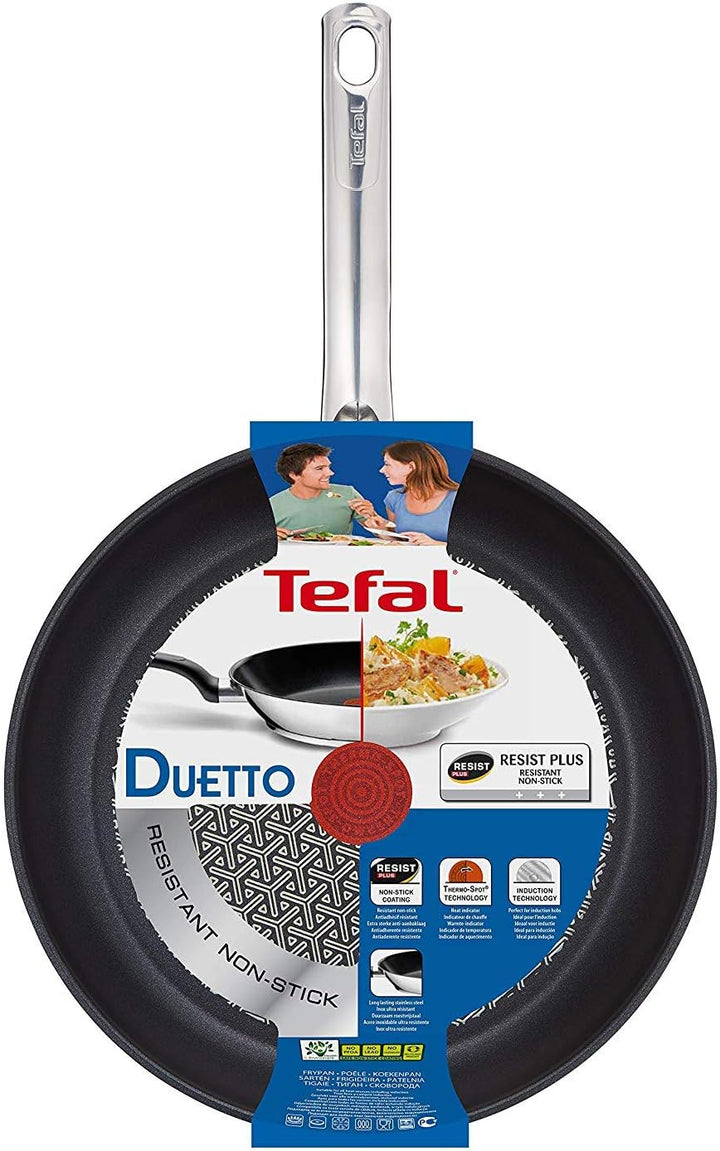 Tefal Duetto Pfanne A70404 | 24 cm | sichere Antihaftversiegelung | Temperaturindikator Thermo-Spot