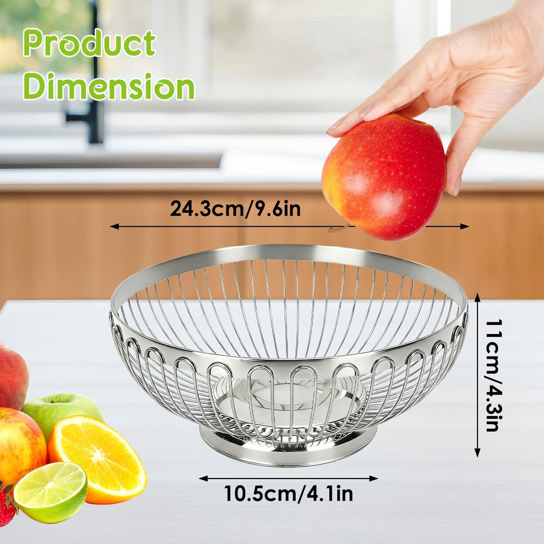 Tissting Obstschale Silber Edelstahl Obsttablett 20cm/22cm/24cm/26cm Runde Snack Gemüse Schale Europ