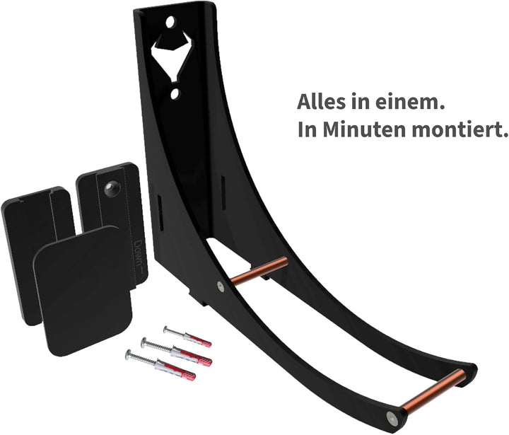 Wandhalterung für E-Scooter – Mattschwarzer Stahl – Anti-Fall-System und Ladegerätehalterung 10-11 Z