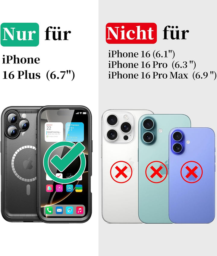 Cozycase TOP Militärschutz Magnetische Hülle für iPhone 16 Plus für MagSafe wasserdichte 360 Grad Pa