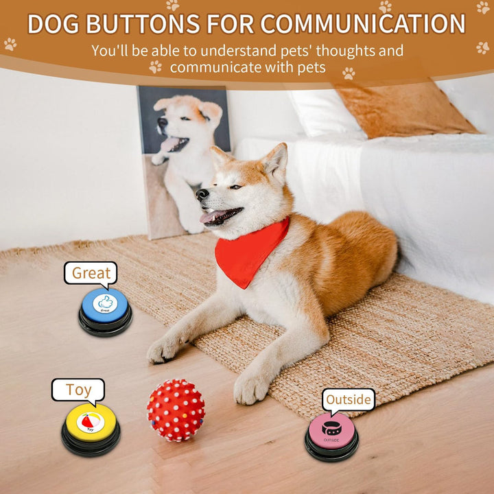 Satz von 6 Farben Hunde Button,Buzzer mit aufnahmefunktion Hunde, Haustier-Trainings,Hundeknopf für
