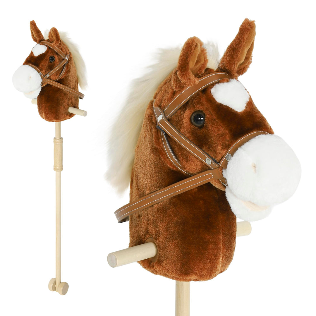 AIYAPLAY Hobby Horse Steckenpferd mit Sound, Griffe, Rolle, Holzstock, Hobby Horsing aus Polyester m
