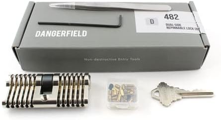 Dangerfield Übungsschloss aus gebürstetem Aluminium + Stifte und Pinzette – unverzichtbares Training
