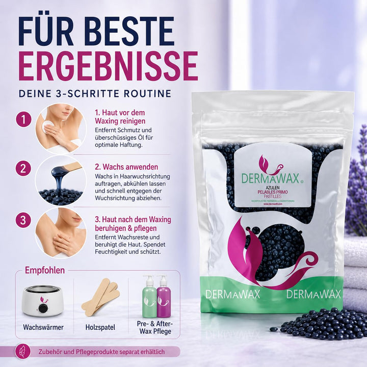Dermawax 1 kg Azulen Waxing Perlen- Professionelle Heisswachs Wachsperlen zur Haarentfernung- Anwend