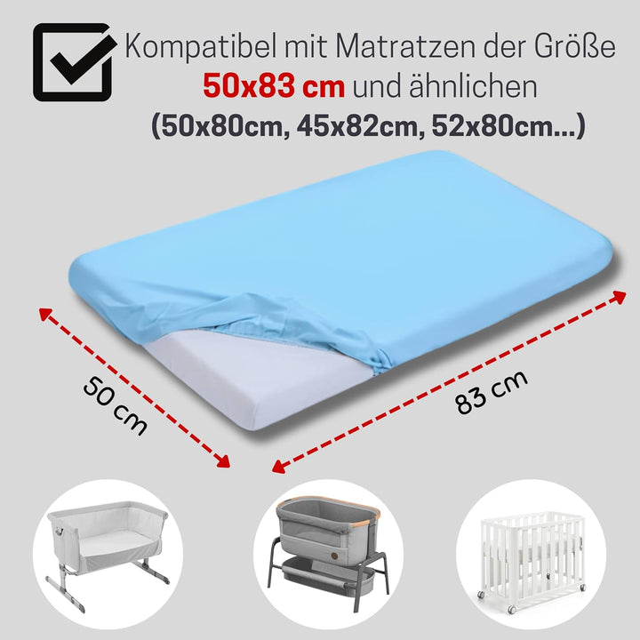 Bisoo Spannbettlaken Beistellbett wasserdichte 50x80 / 50x83 - Spannbettlaken Matratzenschoner 100%