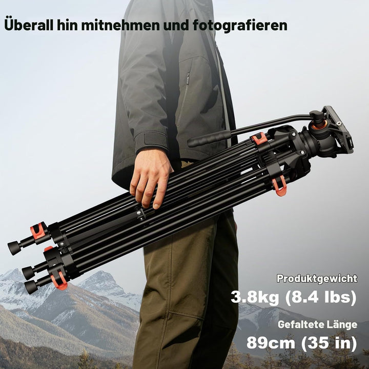 COMAN 188cm Kamera Stativ Robustes Professionelles Fotokamera Videostativ 360° Kugelkopf und 1/4&