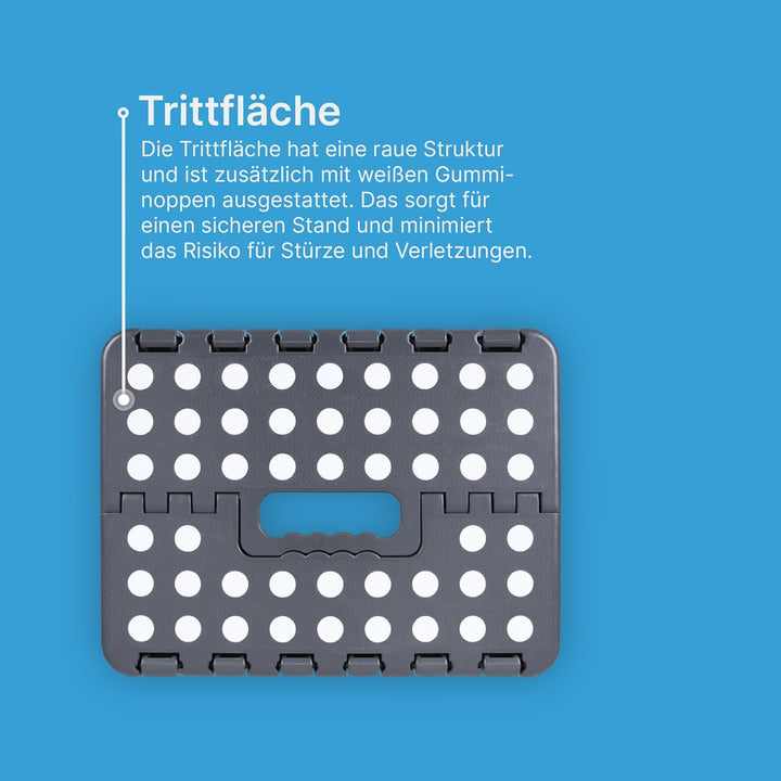 Klapphocker aus Kunststoff - belastbar bis 90kg - (Grösse: 39x32x39cm) - Faltbarer Badhocker mit Tra