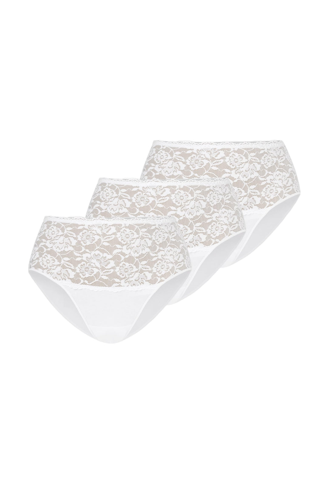 Teyli Damen Slip Taillenslip Baumwolle Hohe Taille mit Spitze 3er Pack XS Weiss, XS Weiss