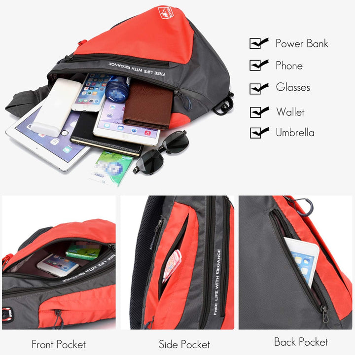 FANDARE Leicht Brusttasche Sling Rucksack Schultertasche Chest Bag Crossbody Umhängetasche Sporttasc