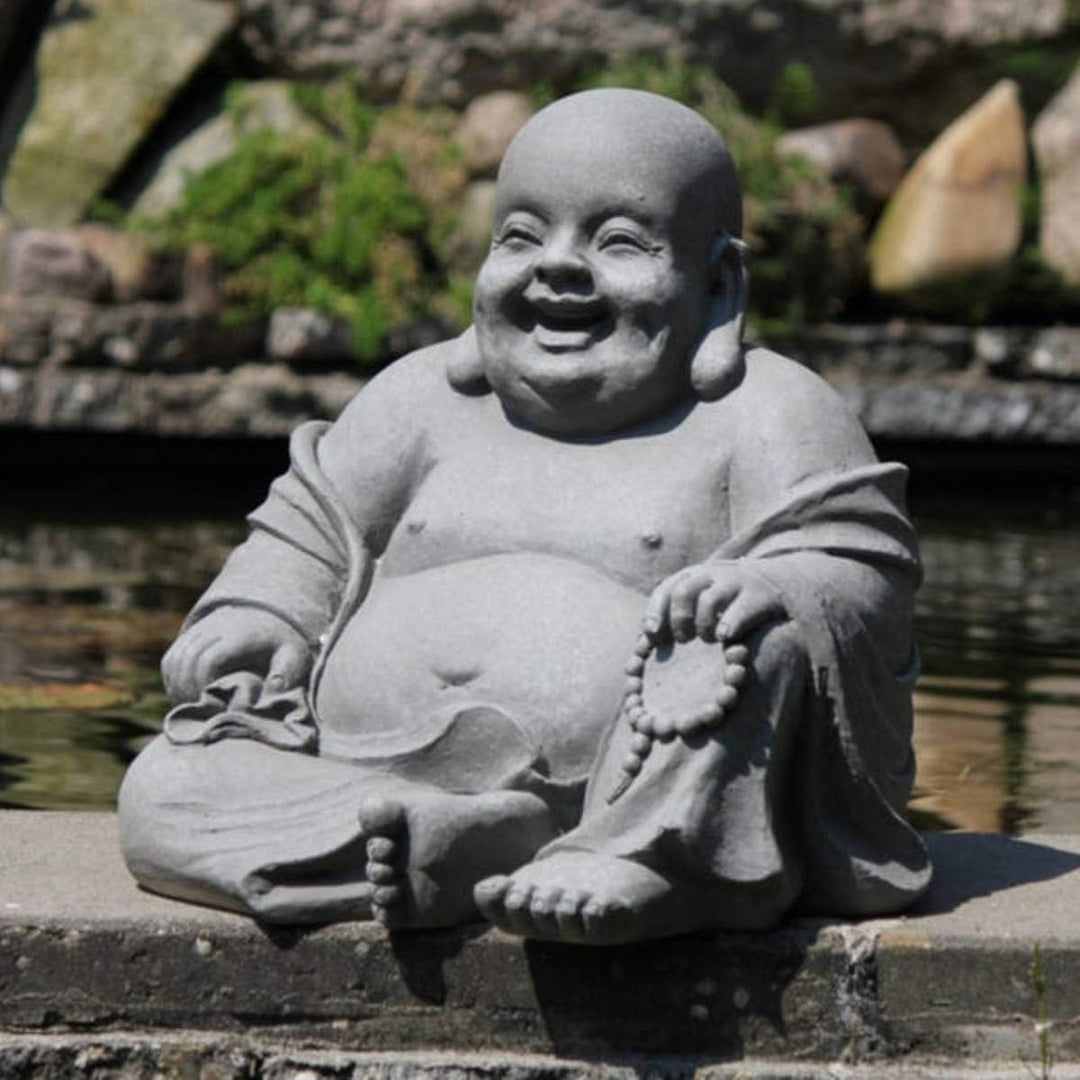 STONE-LITE Garten-Ornament Fat Laughing Happy Buddha Fibreclay Statue