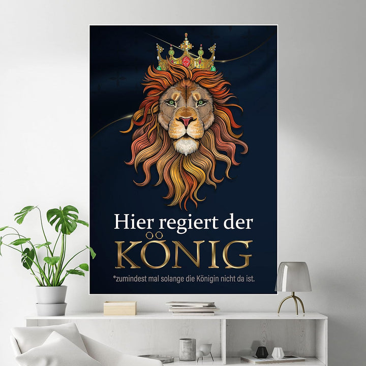 wandmotiv24 Poster als Wanddeko, Grösse 100x70cm, Hier regiert der König, Löwe, Königin, Afrika, Tie