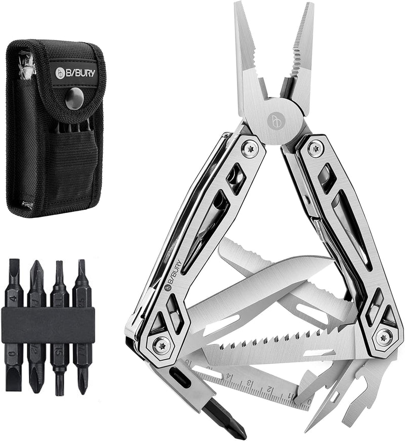 BIBURY Multifunktionale Zange mit Flaschenöffner, Schraubendreher, Säge, Multi Tool ideal für Campin