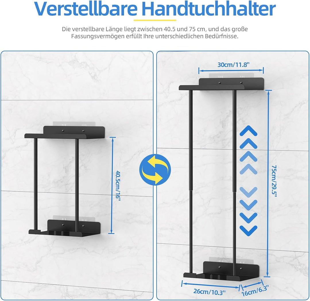 OUTWOLF Badezimmer Handtuchhalter Bohrungsfrei – Ausziehbarer Selbstklebender Wandregal Mit Ablage,