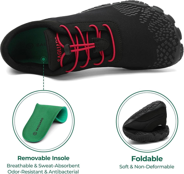 SAGUARO Herren Damen Barfussschuhe - Atmungsaktiv rutschfest Barfussschuhe - mit Breite Zehenbox und