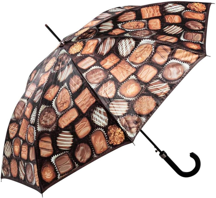 LUCKYWEATHER Regenschirm Stockschirm Damen/Herren Motiv Chocolates Auf-Automatik I Stockregenschirm