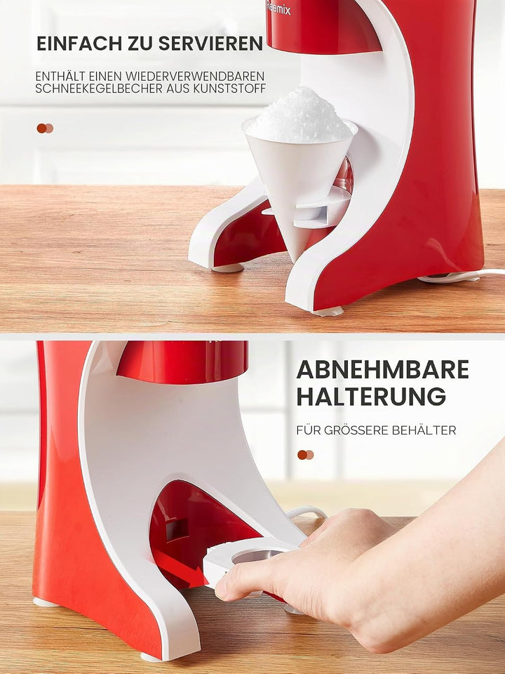 Reemix Elektrische Shaved Ice Maschine – Profi-Edelstahlklingen für Snow Cones &amp; Slushies – Rutschfe