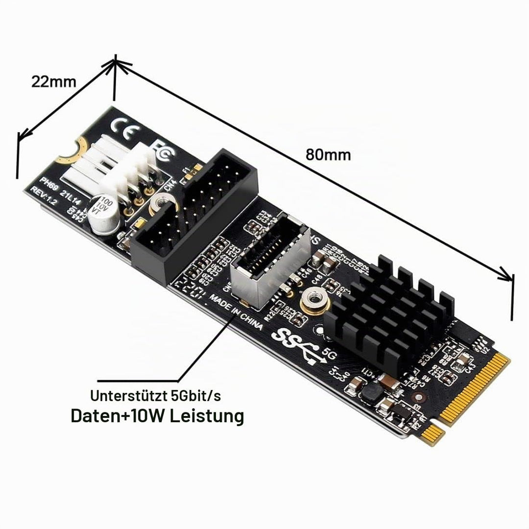 ChenYang CY NVME NGFF M-Key Express-Karte auf Type-E USB 3.1-Frontplatte und USB 3.0 20Pin Sockel VL