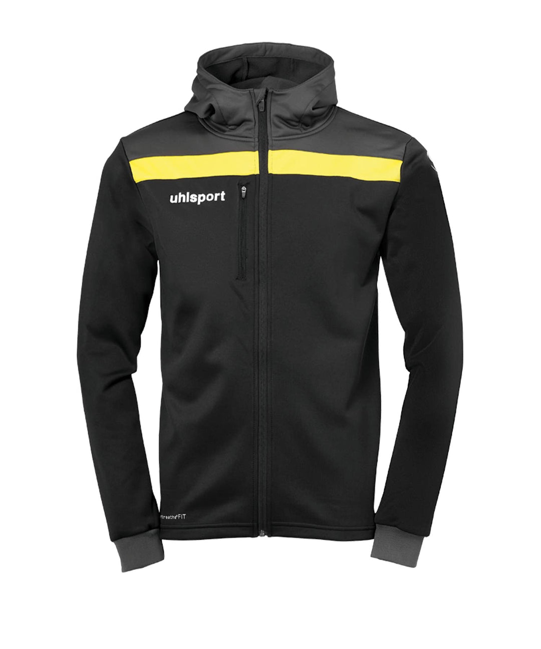 uhlsport Unisex Kinder Offense 23 Multi Hood Jacke Kinder Jacke 152 schwarz/anthra/limonengel, 152 s