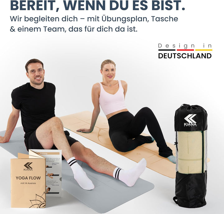 Yoga Matte – Rutschfeste Sportmatte in Deutschland entwickelt – 2 Komfort-Dicken – Formstabile Yogam
