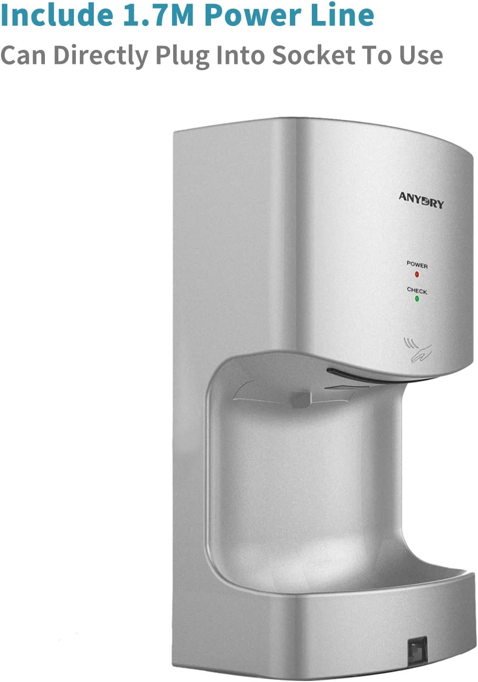 anydry 2630TS Automatischer Händetrockner Elektrisch Für Wandmontage,Mit Ablaufwanne,ABS