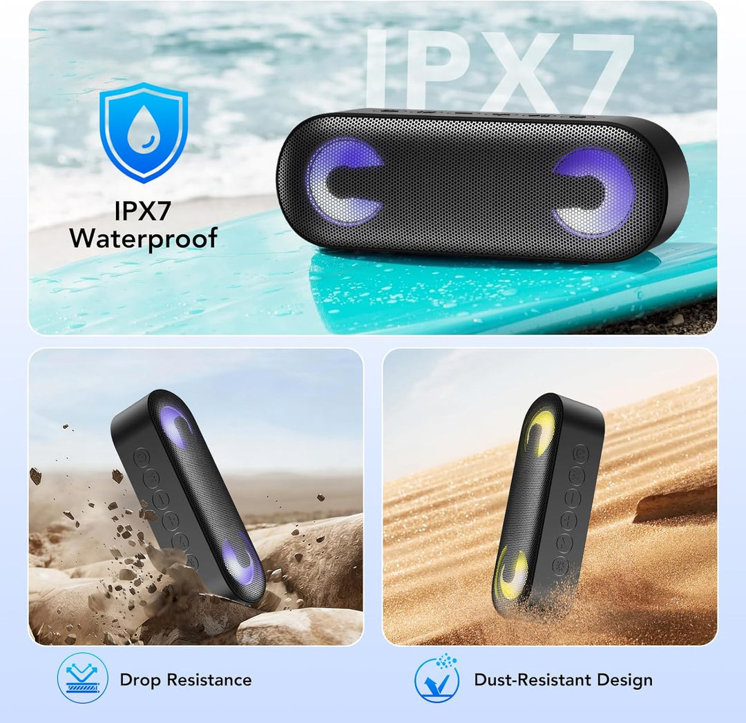IKT Bluetooth Lautsprecher mit Licht,30W Duale Bass-Treiber,30H Stunden Akkulaufzeit,Bluetooth 5.4,I