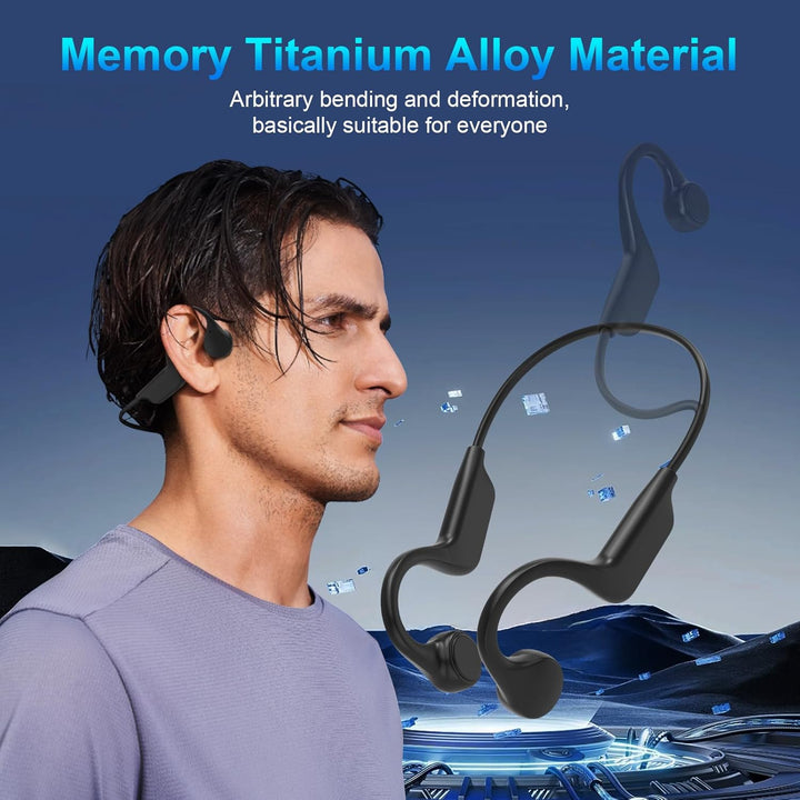 Knochenschall Kopfhörer Kopfhörer Kabellos Bluetooth 5.3 IP55 Wasserdicht 180mAh Akku Memory-Titan-L