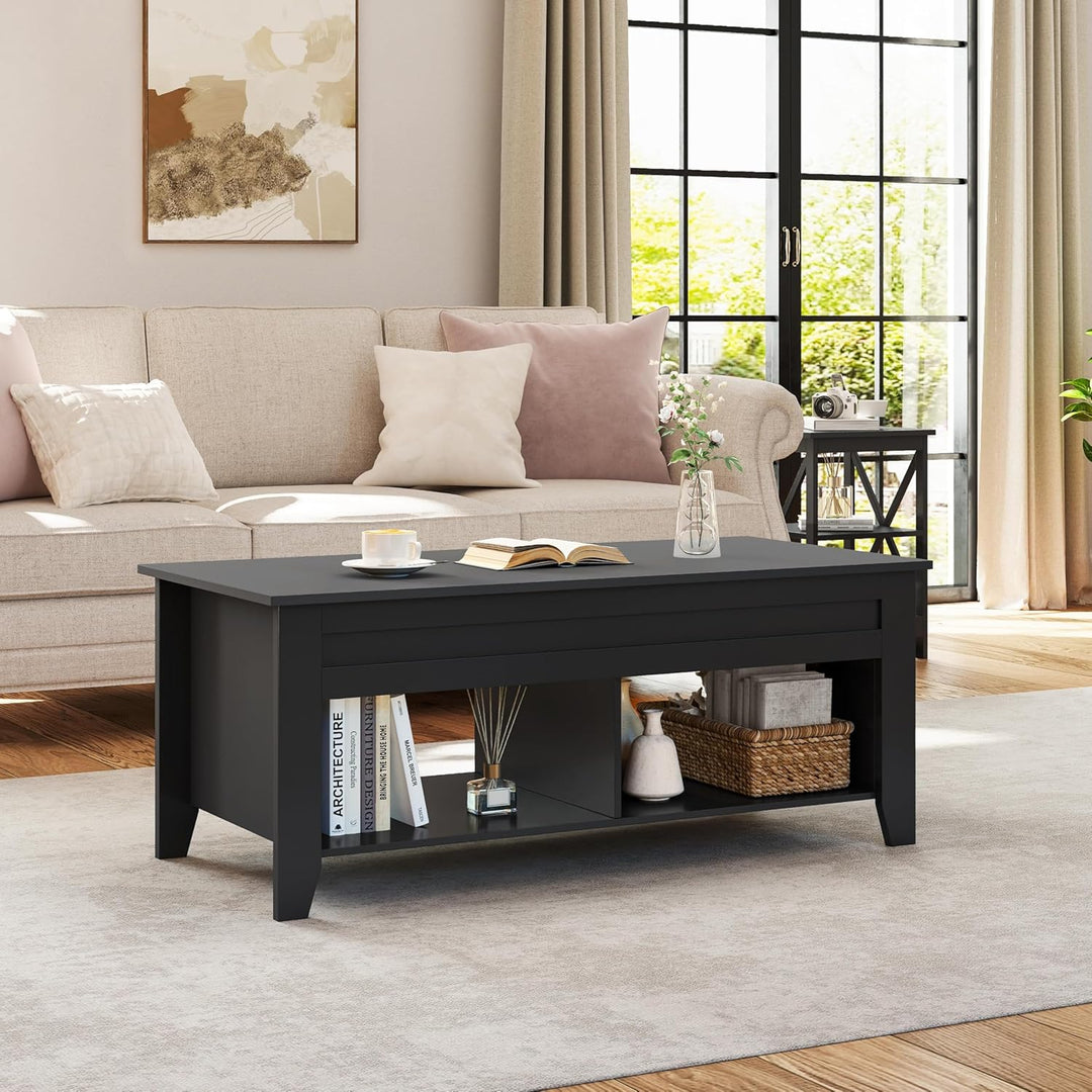 Yaheetech Couchtisch Höhenverstellbar Beistelltisch Wohnzimmertisch mit Ablagefach Holz Sofatisch Li