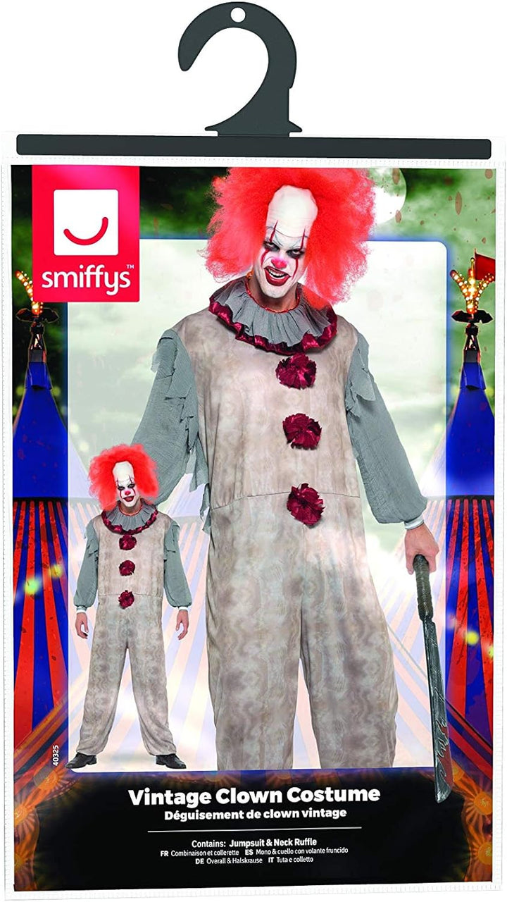 Vintage Clown Costume (L) 42-44 Grau und Rot, 42-44 Grau und Rot
