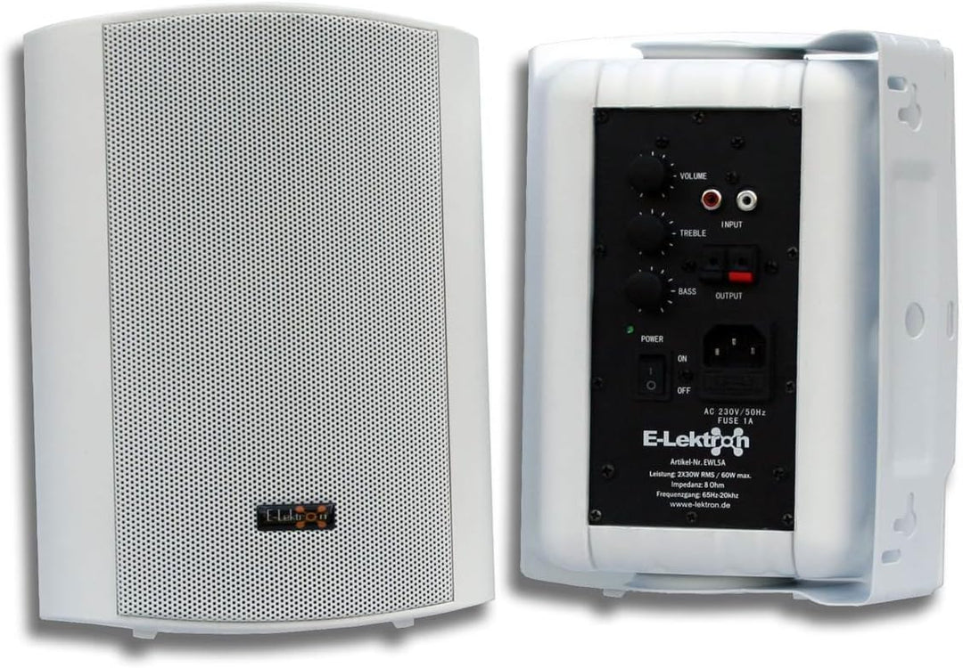 E-Lektron EWL5A Stereo Aktiv Lautsprecher Paar inkl. Wandhalter - 5" 2X 60W Weiss