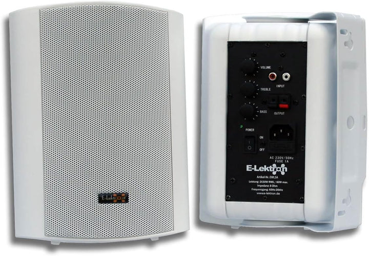 E-Lektron EWL5A Stereo Aktiv Lautsprecher Paar inkl. Wandhalter - 5" 2X 60W Weiss