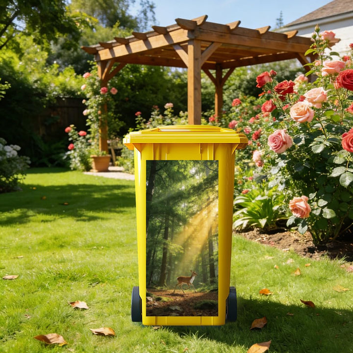 ANATTASOUL Mülleimer Aufkleber, 2 Blätter Mülltonnen Aufkleber 38×82cm Wälder Bäume und Bäche Selbst