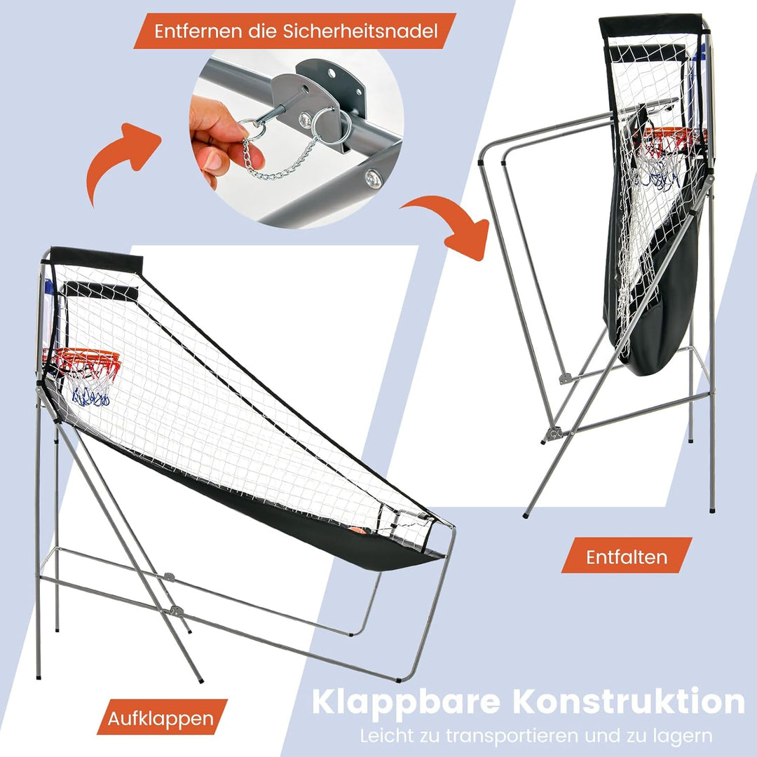 GOPLUS Basketball-Schiessmaschine, Basketballständer inkl. 4 Basketbälle und Pumpe, Basketballkorb k