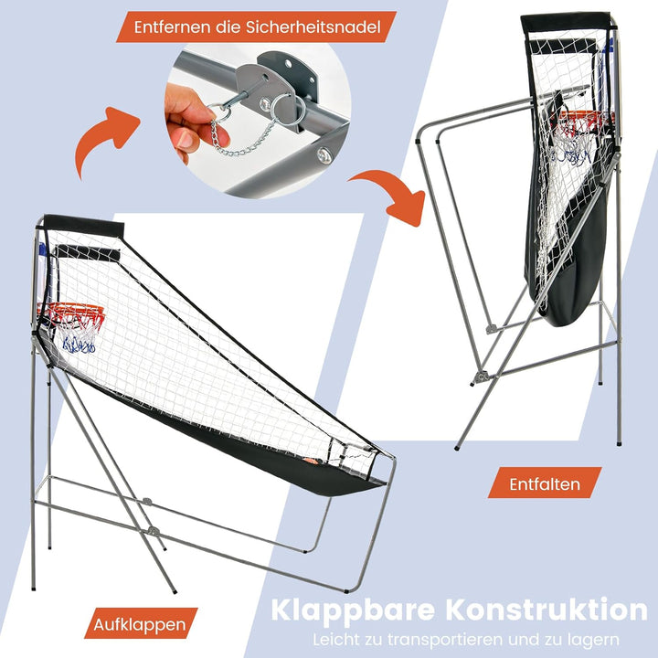 GOPLUS Basketball-Schiessmaschine, Basketballständer inkl. 4 Basketbälle und Pumpe, Basketballkorb k
