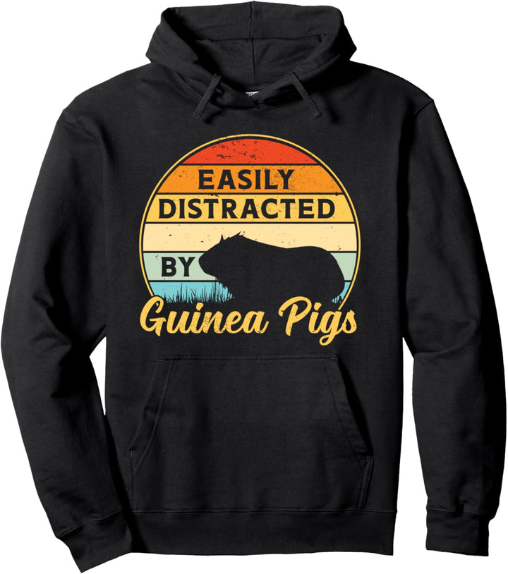 Meerschweinchen Leicht ablenkbar Retro Sunset Haustier Naget Pullover Hoodie