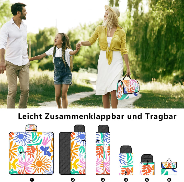 Picknickdecke XXL 200x200 cm,Stranddecke wasserdicht sandfrei, faltbare Strandmatte aus waschbarem D
