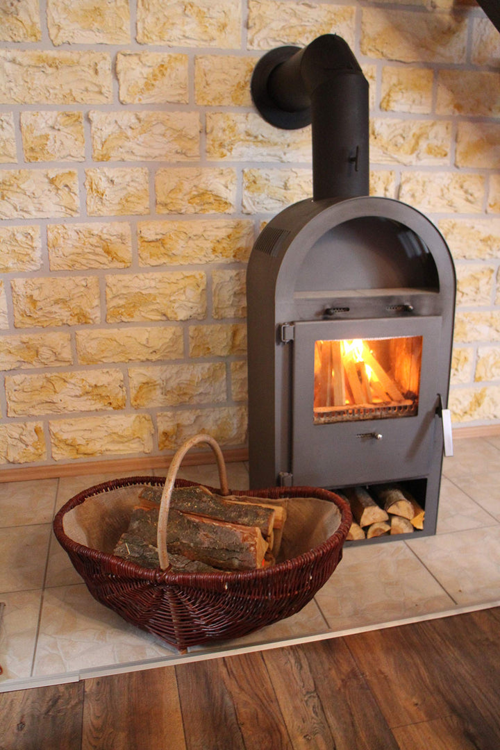 grosser Kaminholzkorb aus Weide mit Jute Kaminholztasche Feuerholzkorb Weidenkorb Kaminkorb Holzkorb