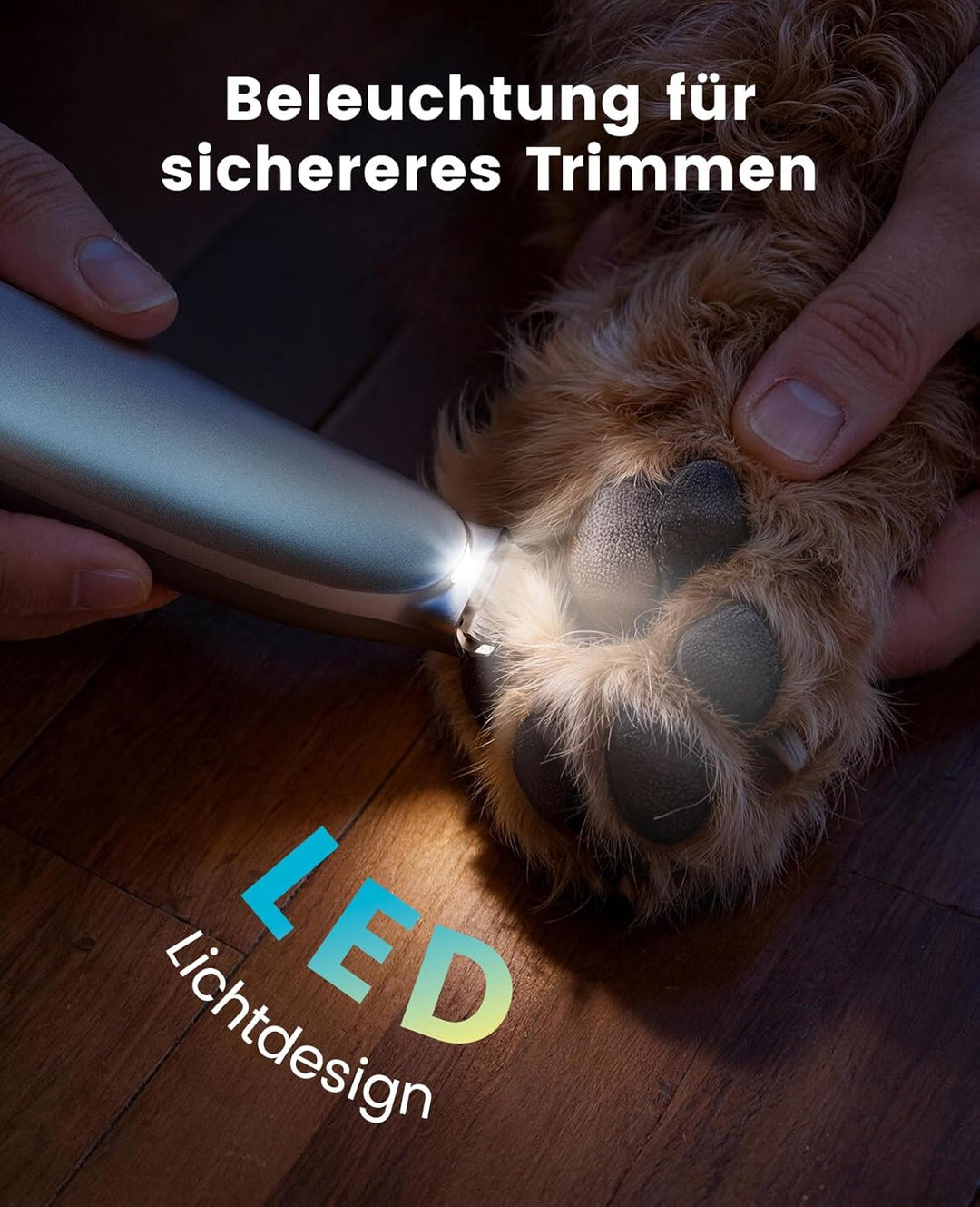 oneisall Pfotentrimmer für Hunde Extra Leise mit LED-Licht, Schermaschine Katze Hundepfoten Trimmer